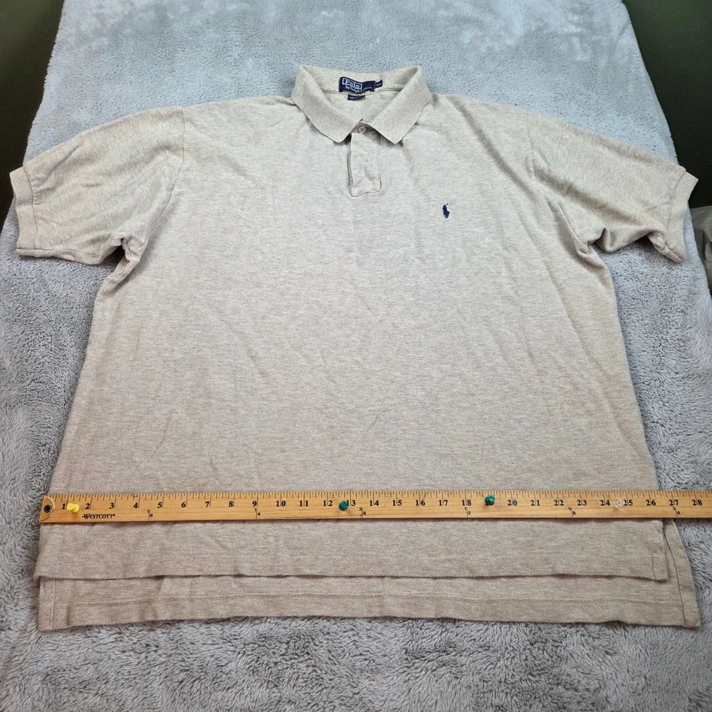 Polo Ralph Lauren Polo Shirt Mens XXL Short Sleeve Pique Pony Logo Tan Heather